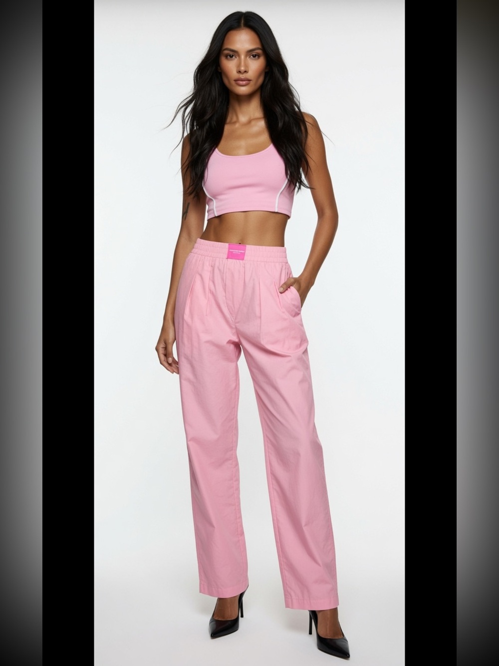 Alexander Wang.t Women's Pink Pearl Dive Straight Leg Cotton Pants Sz Small $515